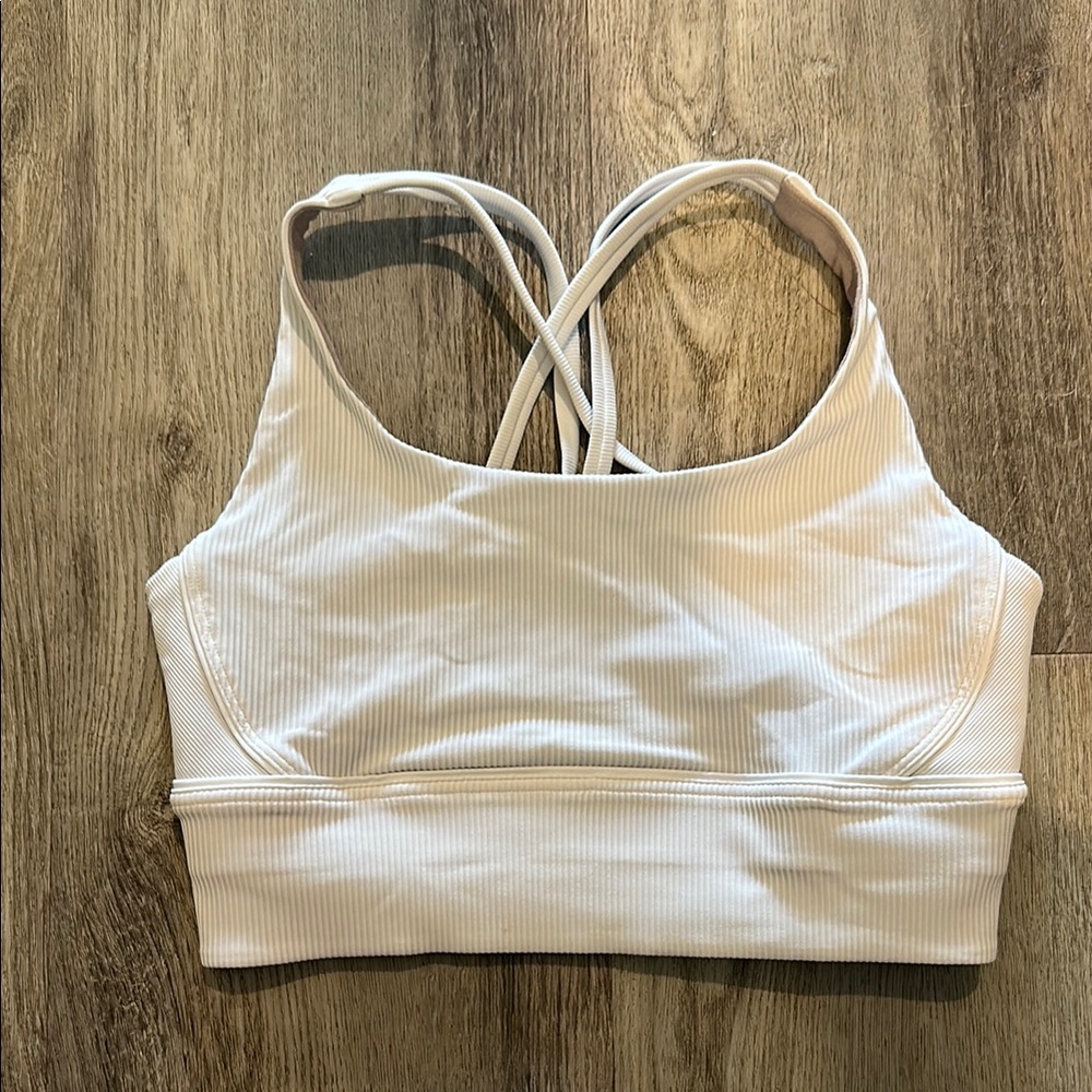Lululemon White Ribbed Sports Bra